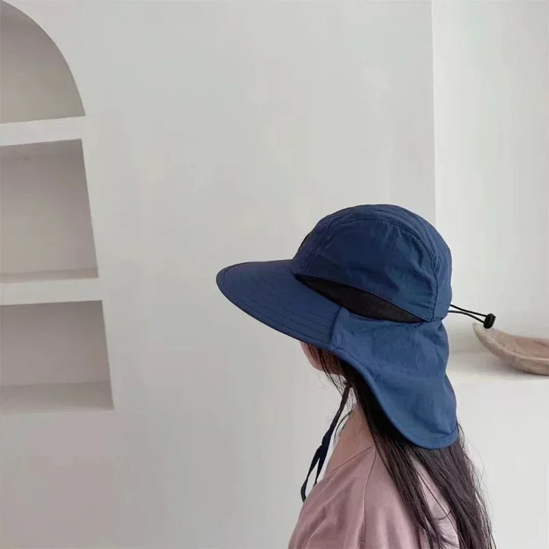 Wide Brim Sun Hat with Neck Protection